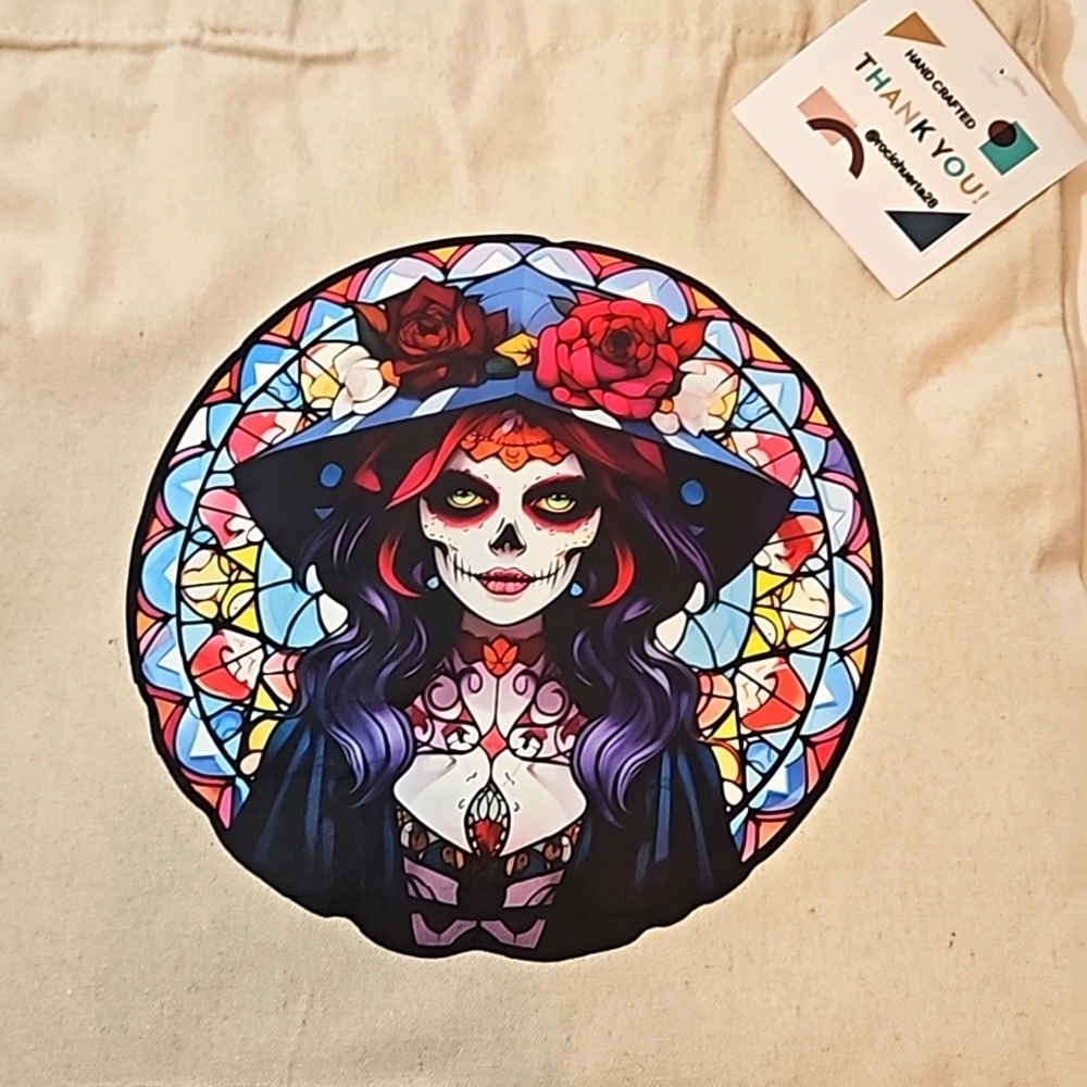 Hand Crafted Reusable Bag Canvas 100% Cotton Skull - Picture 6 of 17